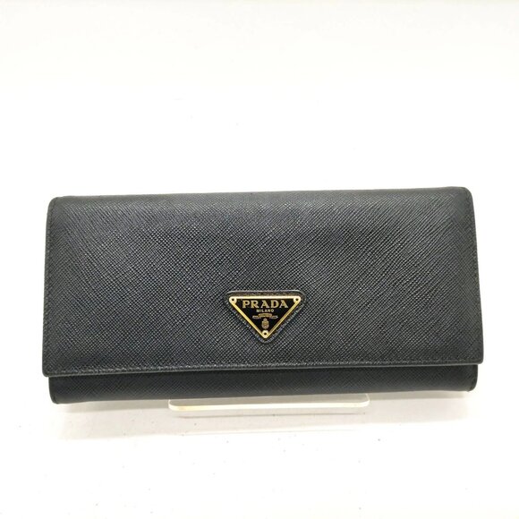 Prada Long Wallet Black Leather 250-082425 - Picture 1 of 9